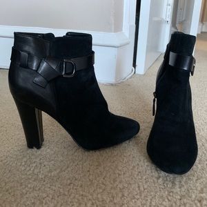 Barely worn black, suede booties